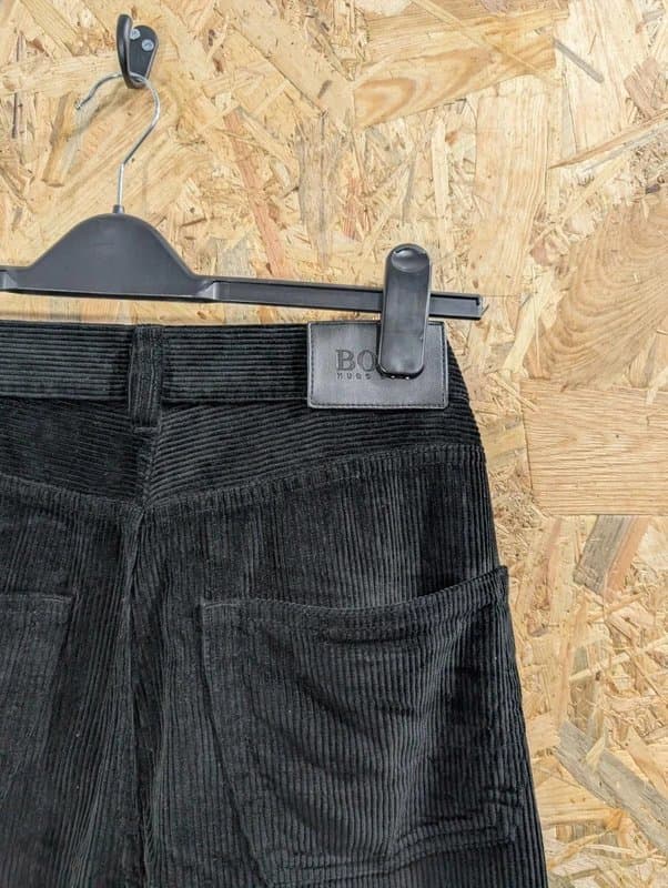 Boss Hugo Boss Cords Trousers W32 L34 Arkansas Black Pants Straight Fit Zip Corduroy