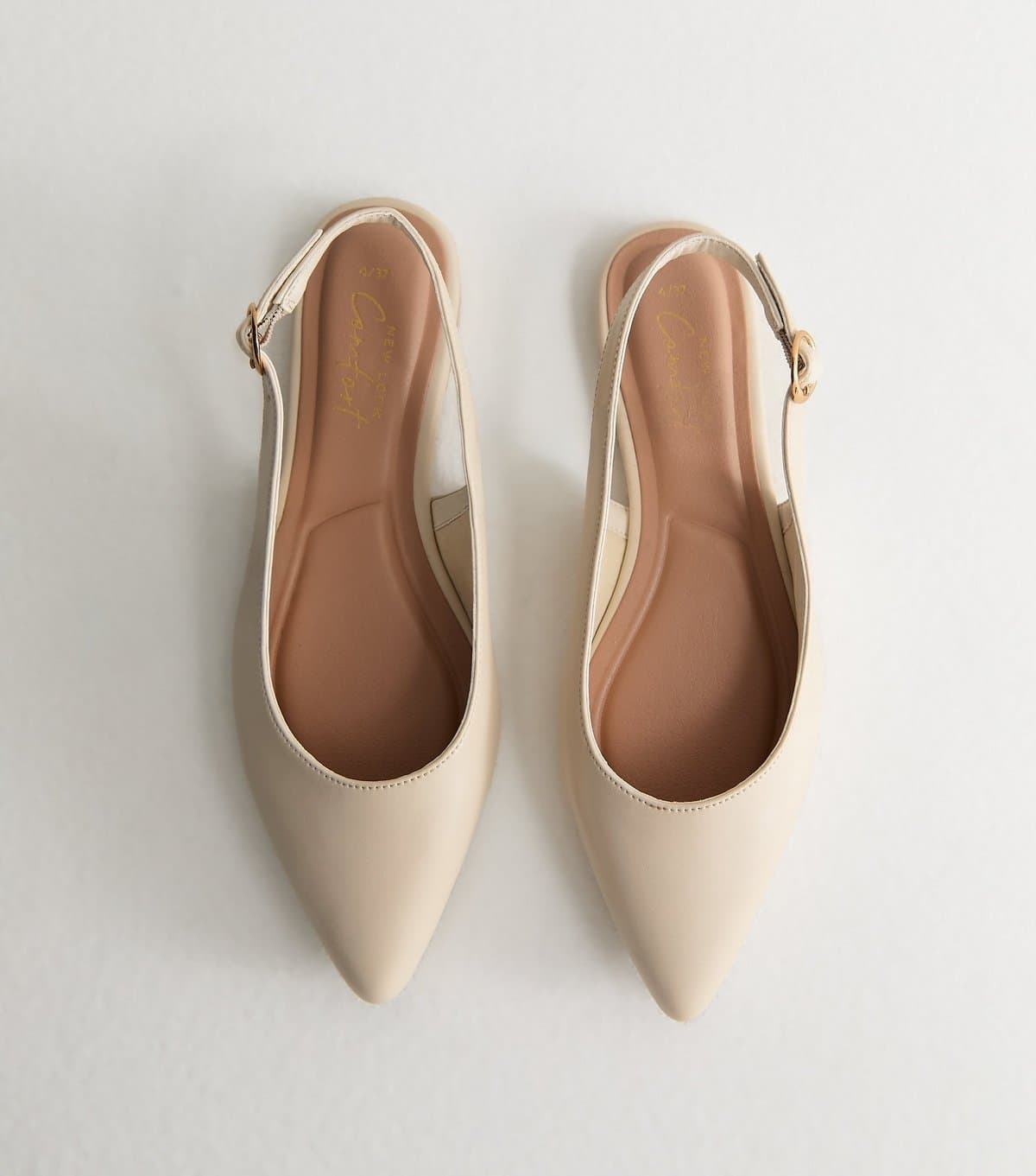 New Look New Look Off White Faux Leather Slingback Flat Pumps