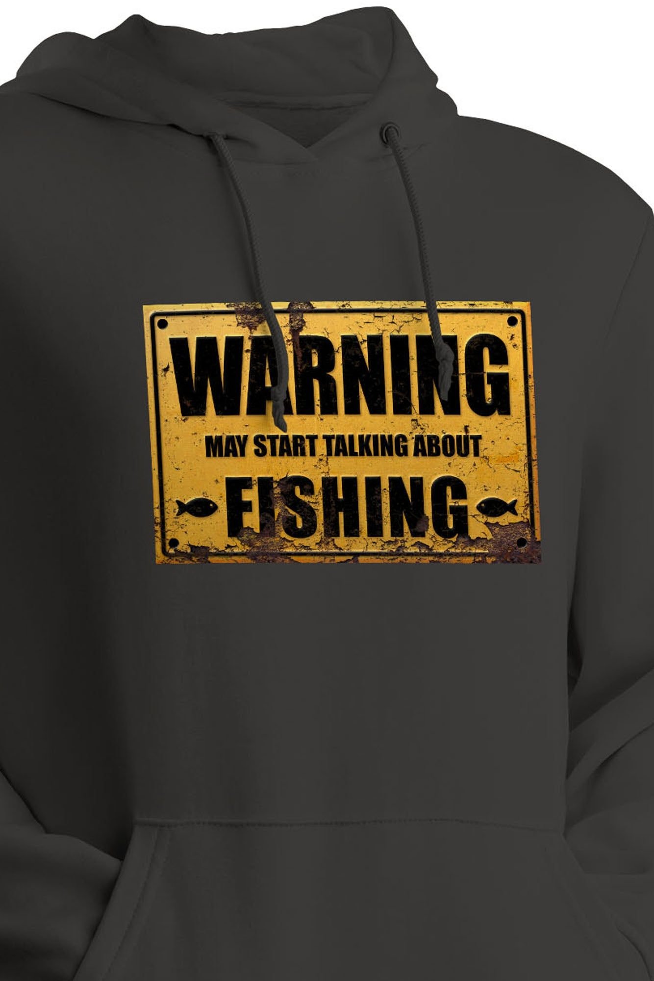 Bad Zebedee Bad Zebedee Men's Warning May Start Talking About Fishing Hoodie in Grey - 2