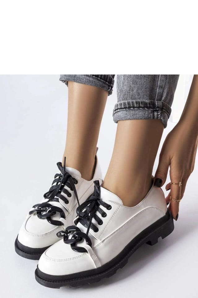 Love Lace Love Lace Women's Chain Detail Loafers Tractor Sole Low Ankle Boot in White - 2