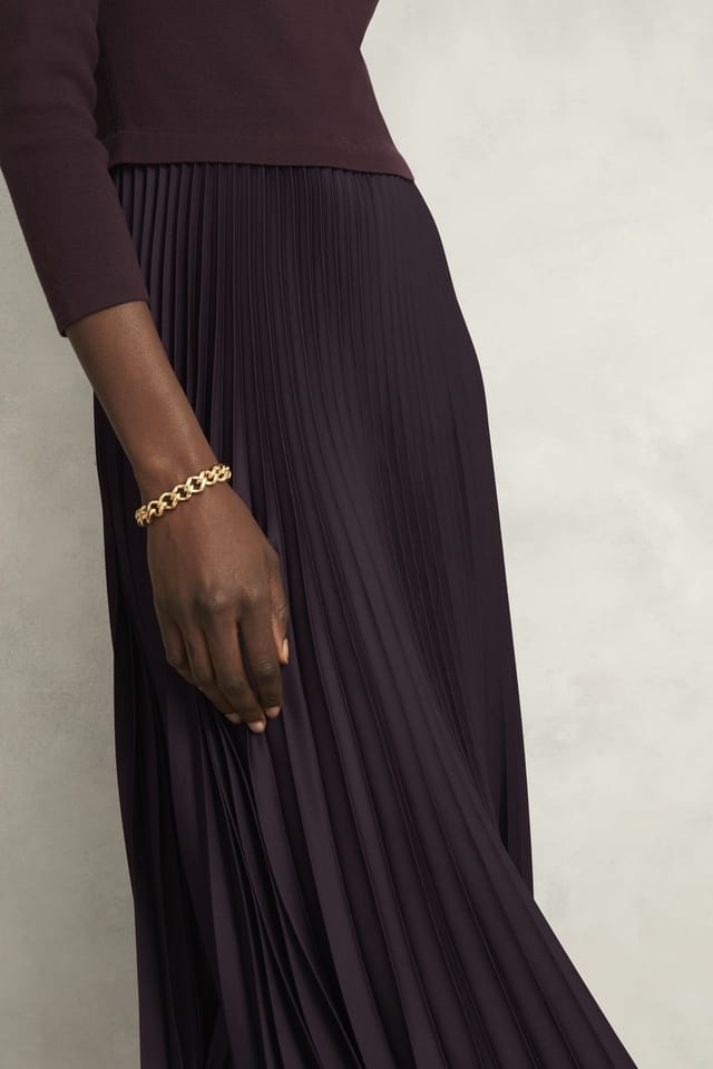 Hobbs London Hobbs London Women's Lucinda Knitted Pleated Dress in Aubergine - 3