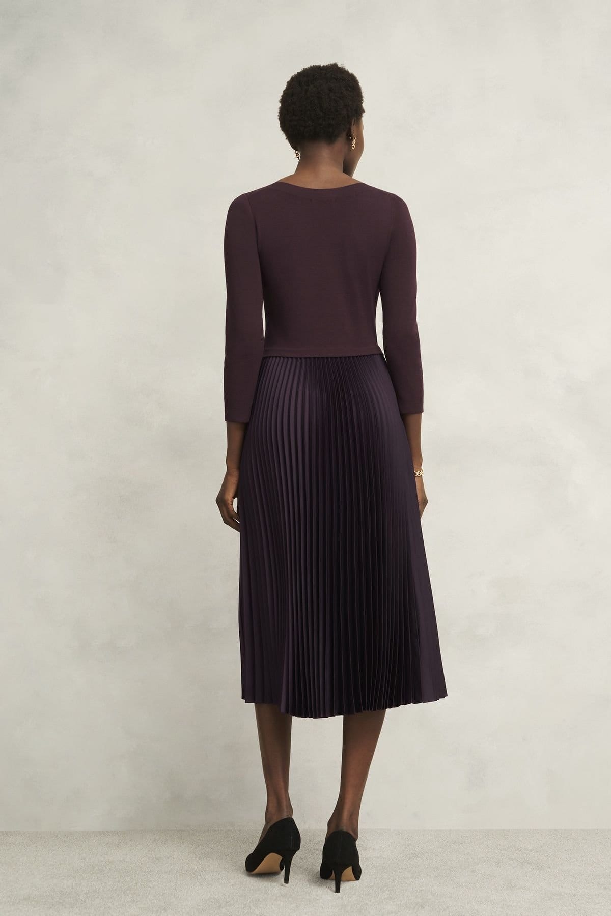 Hobbs London Hobbs London Women's Lucinda Knitted Pleated Dress in Aubergine - 4