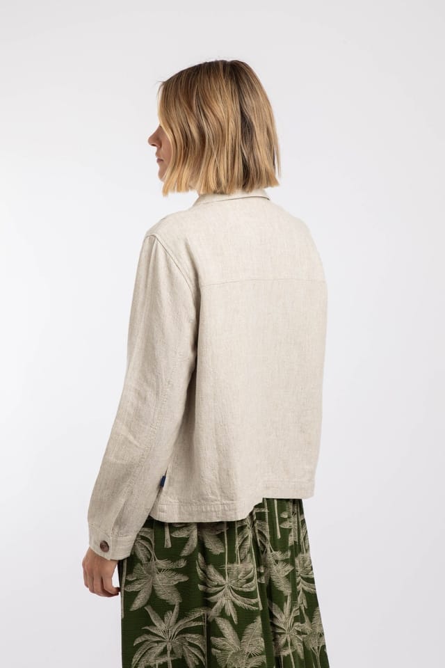 Weird Fish Weird Fish Women's Karsten Relaxed Linen Jacket in Natural - 3