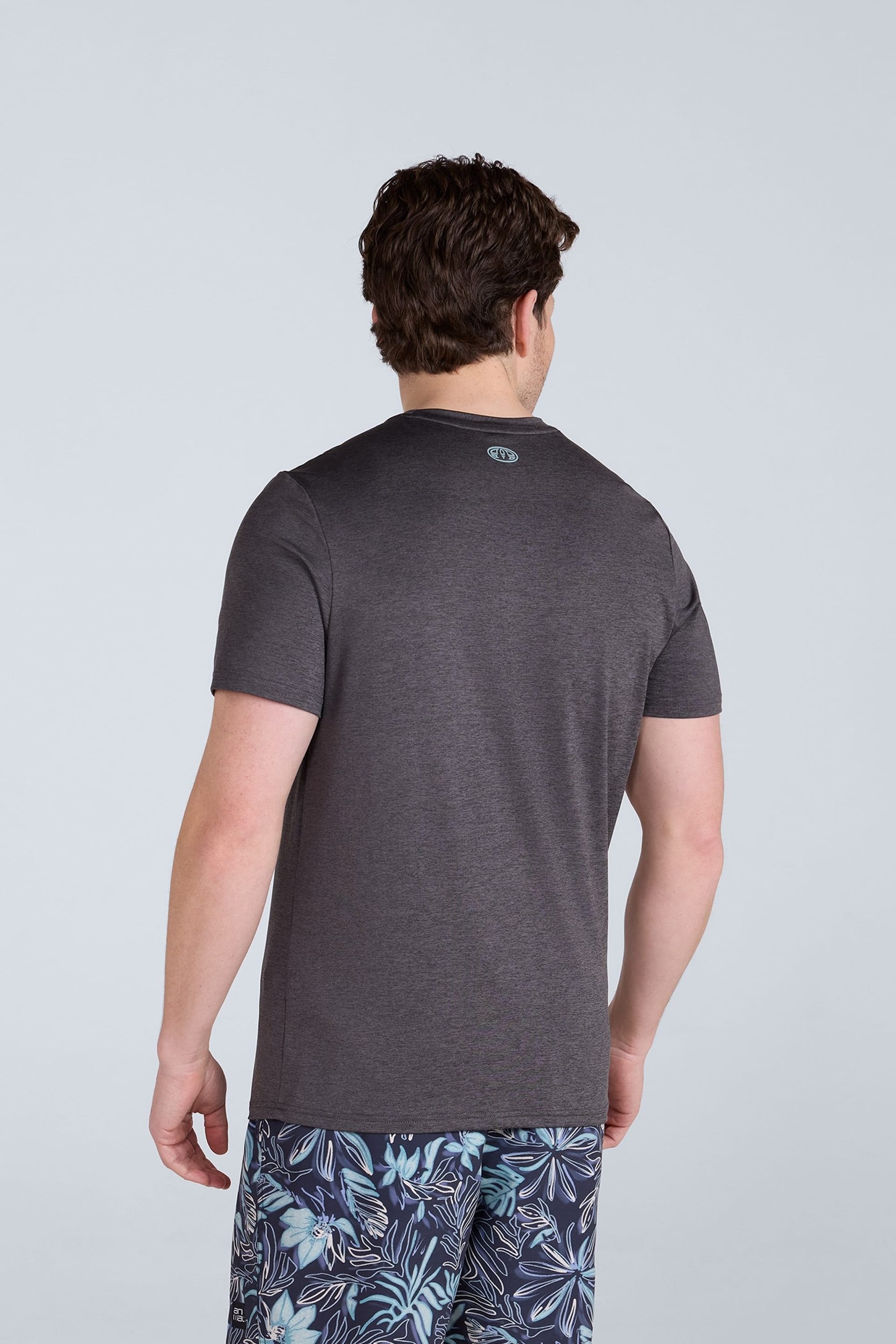Animal Animal Men's 'Latero' Logo Print Quick Dry UPF 50+ Protected Relaxed Fit Swim Tee in Charcoal - 4