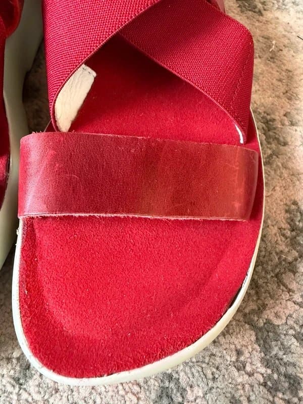 Fly London Fly by London. Beautiful deep red/burgandy chunky sandals with leather and elastic straps. Size 6