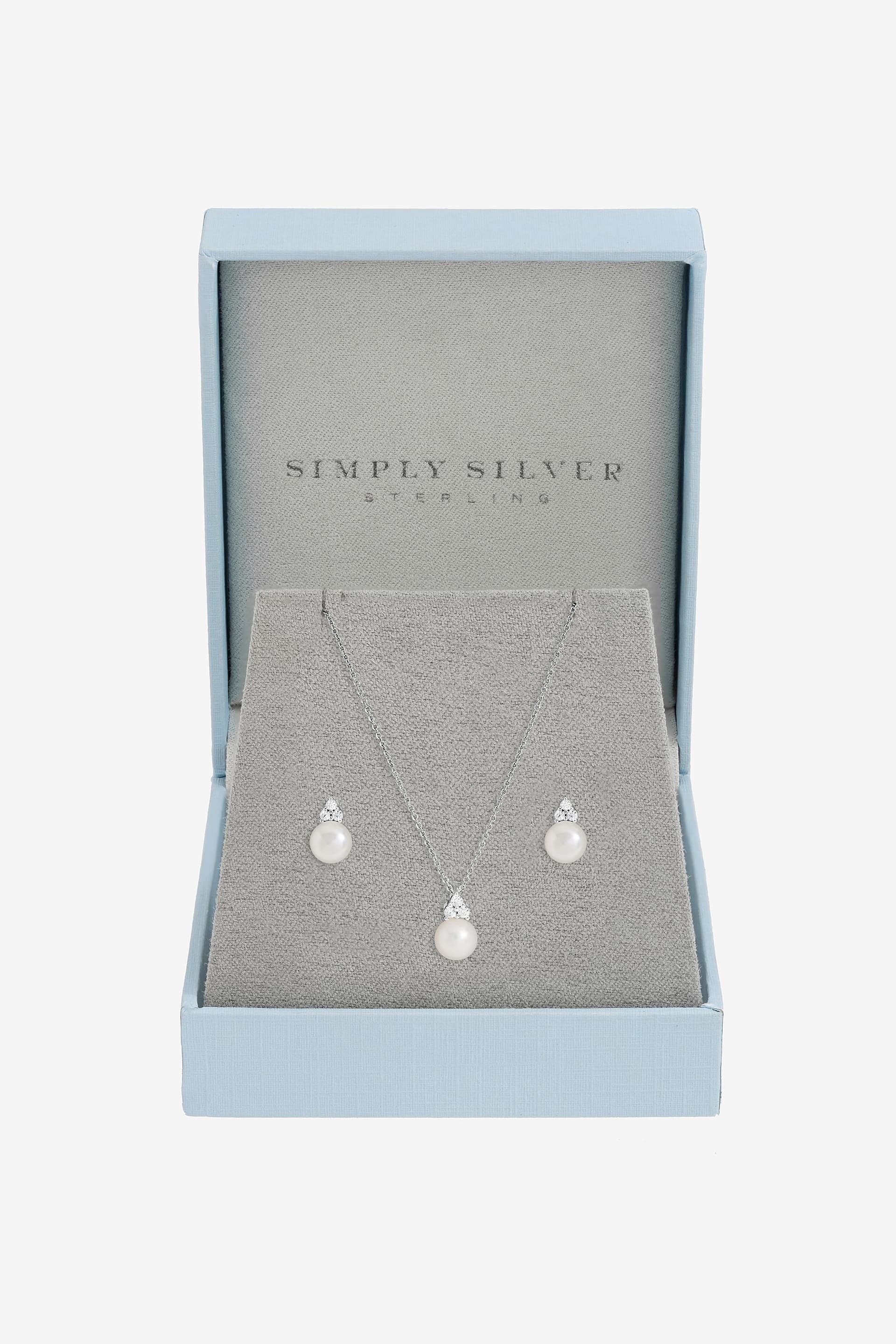 Simply Silver Simply Silver Women's 925 Sterling Silver Freshwater Pearl Set - Gift Box