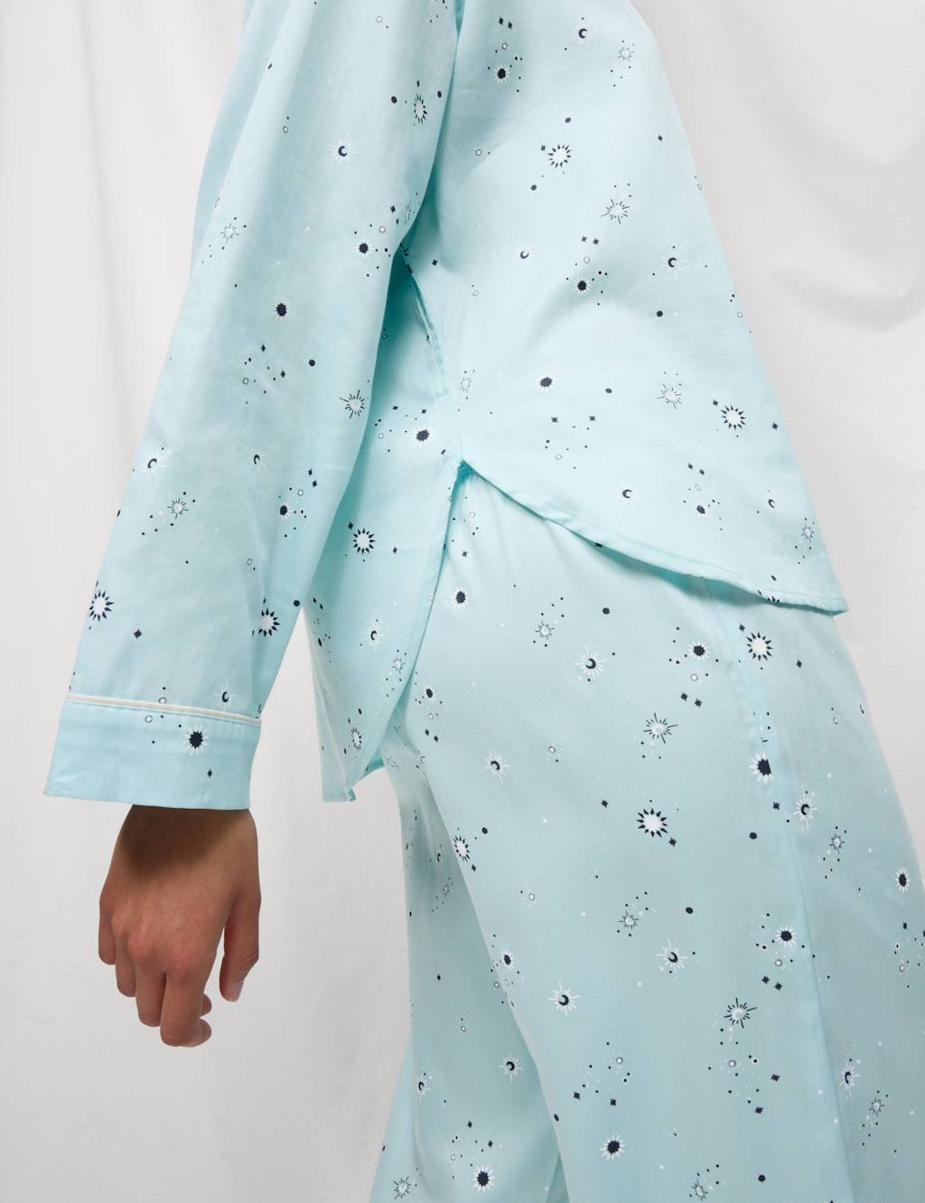 Marks & Spencer M&S Cotton Sateen Eid Printed Pyjama Set Light Green - 3