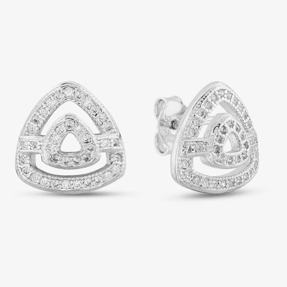 T.H.Baker T.H.Baker Women's Silver Open Triangle Pave Stud Earrings E611952