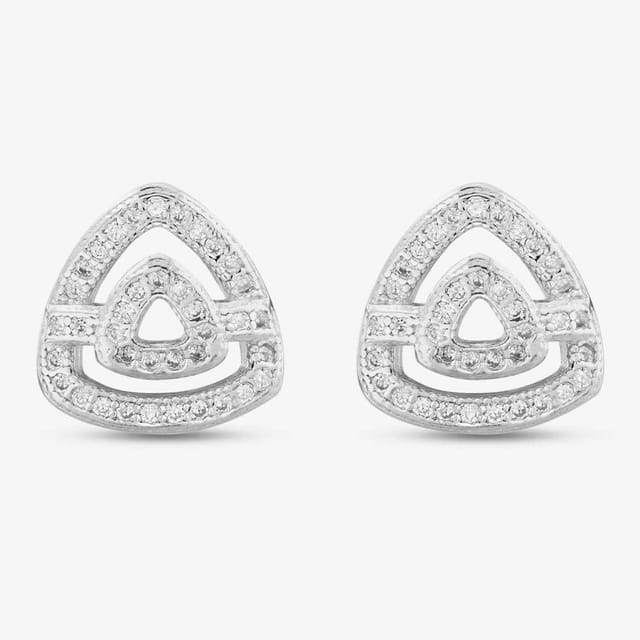 T.H.Baker T.H.Baker Women's Silver Open Triangle Pave Stud Earrings E611952 - 2