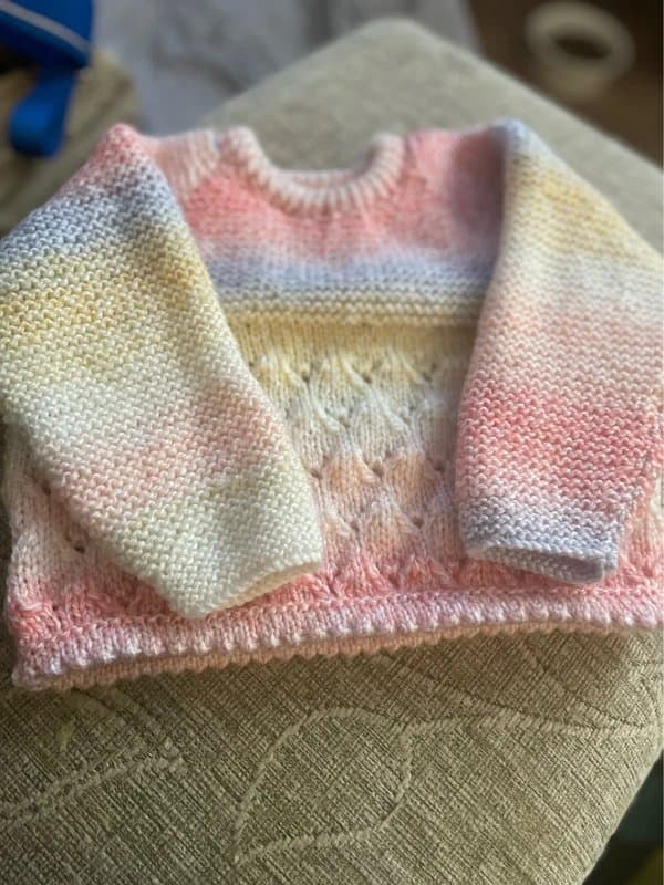 woolcornercrafts Hand knitted baby sweater 6-12 months 20” chest