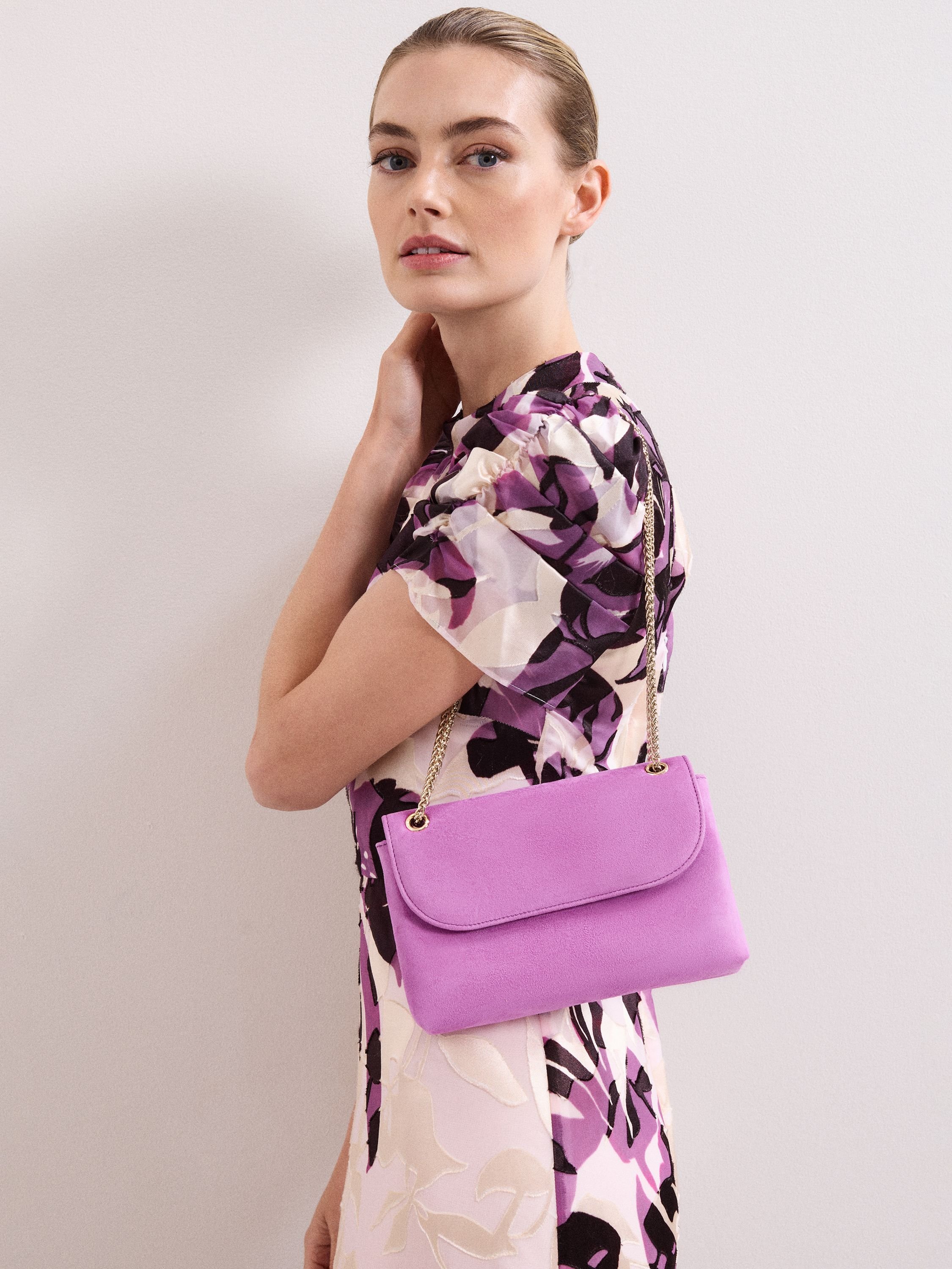 Phase Eight Phase Eight Women's Suede Clutch Bag in Fuchsia - 2