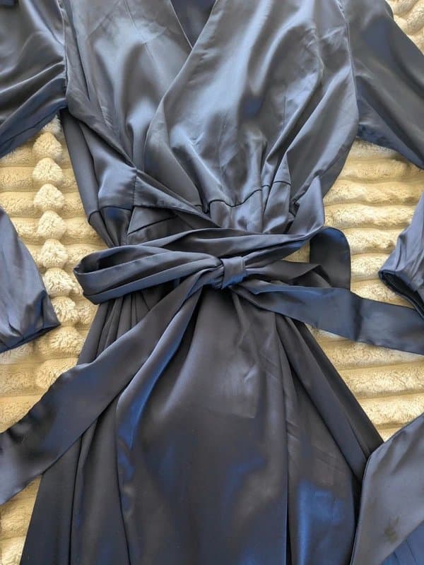 Never Fully Dressed Never fully dressed navy satin wrap dress