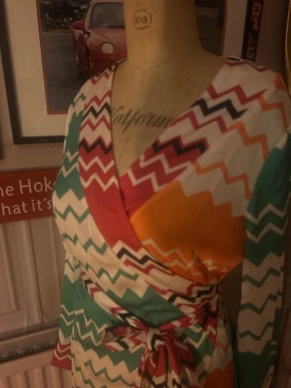 Never Fully Dressed Multi-Colour Chevron Wrap Dress