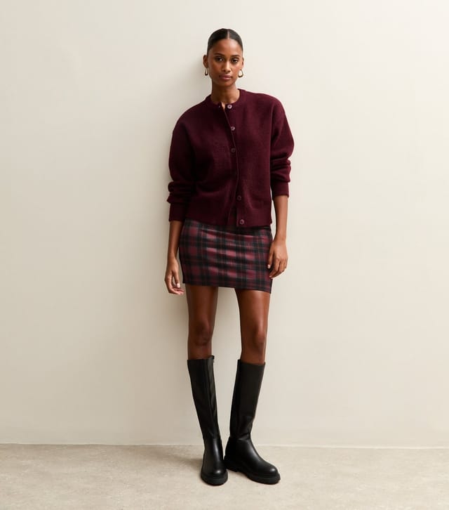 New Look Women's Red Jersey Check Mini Skirt New Look - 3
