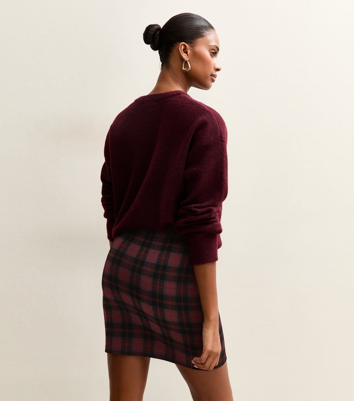 New Look Women's Red Jersey Check Mini Skirt New Look - 4