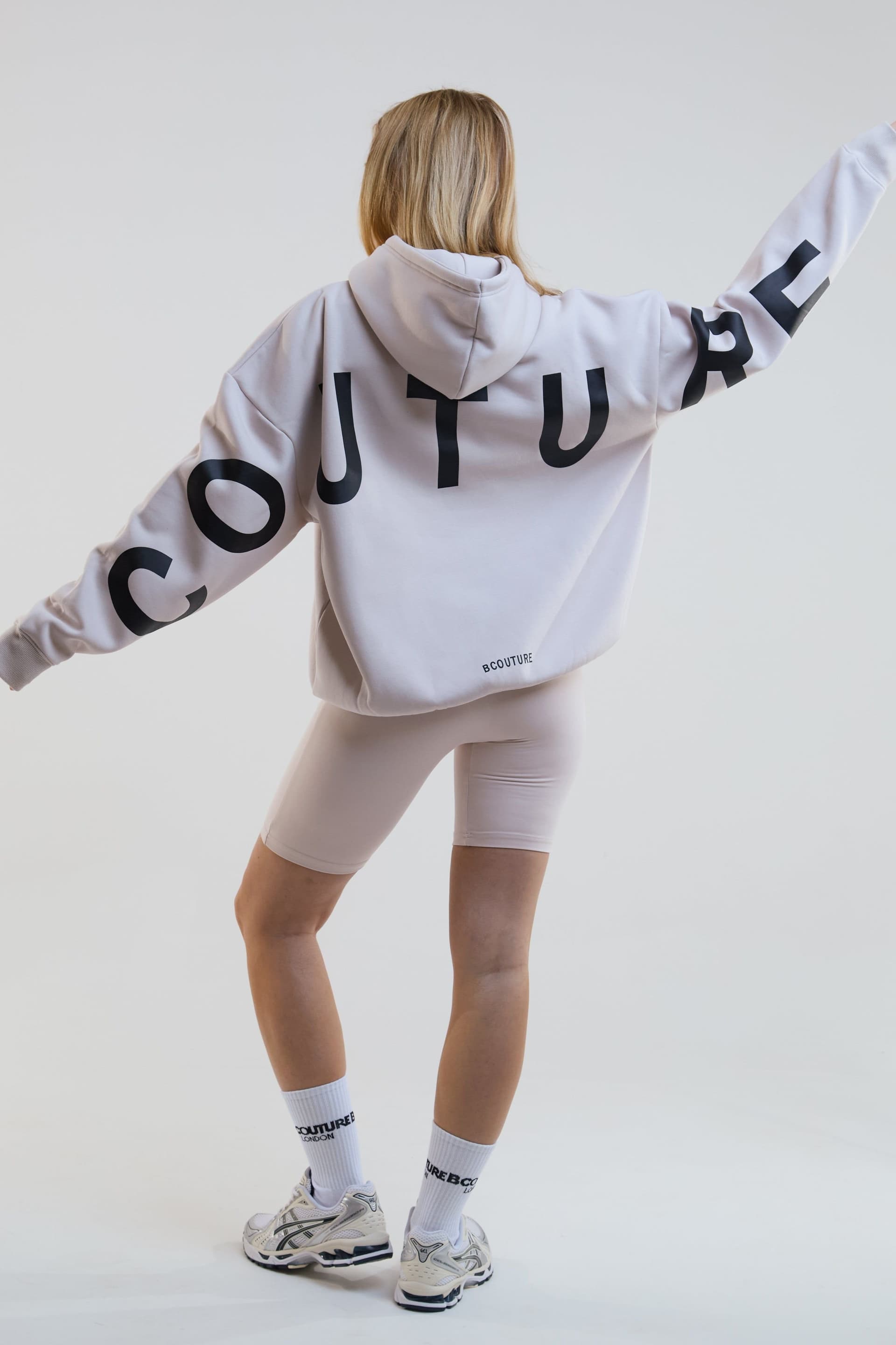 BCouture BCouture Women's Cycling Shorts, Hoodie & T-Shirt Set in Stone
