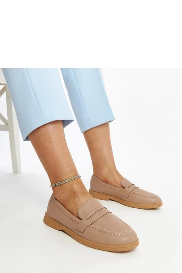 Love Lace Love Lace Women's Nawrah Classic Slip On Moccasins Almond Toe Comfort Shoes in Beige - 2