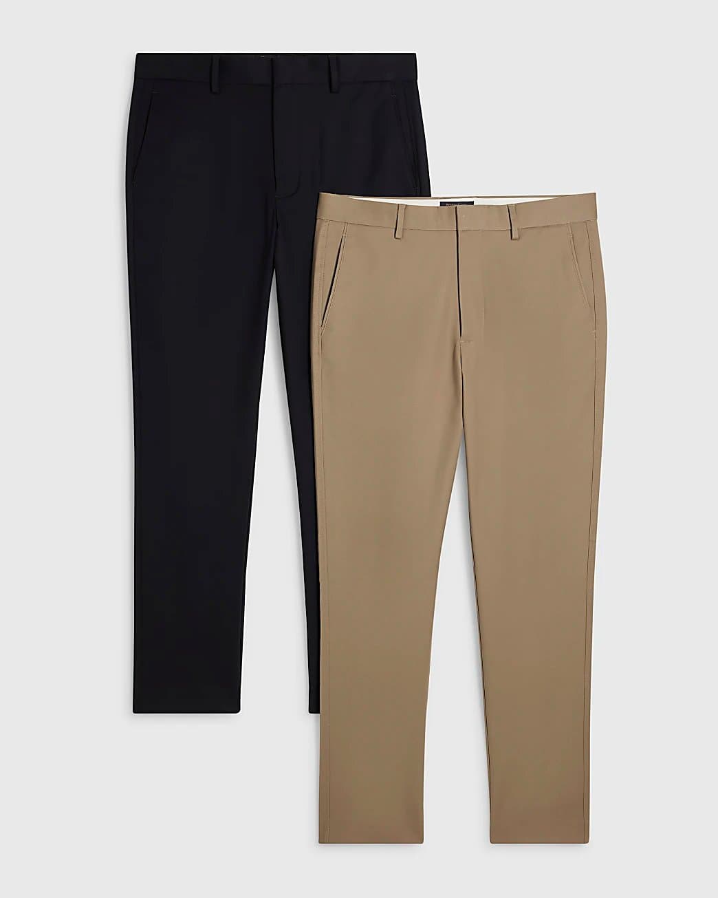 River Island Mens River Island Black Slim Fit Chino Trousers 2 Pack