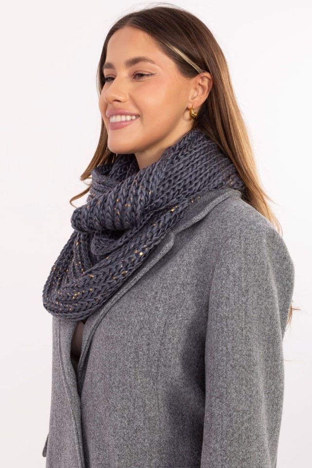 Love Lace Love Lace Women's Infinity Polyester Scarf Chimney Thick Knit Neck Warmer with Print in Grey - 2