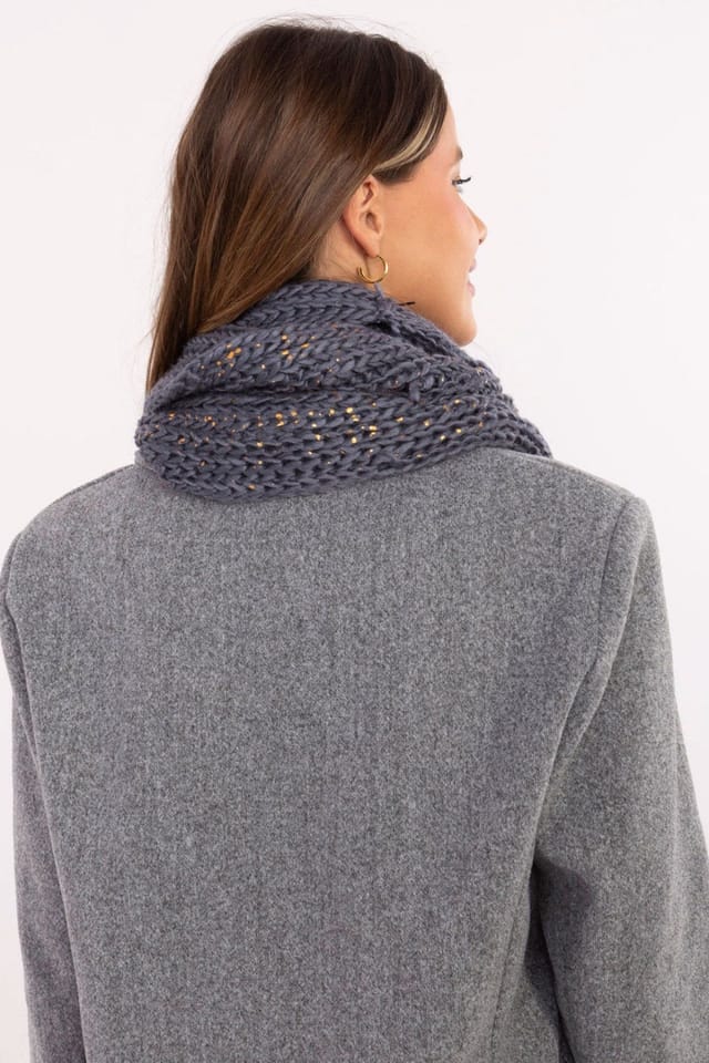 Love Lace Love Lace Women's Infinity Polyester Scarf Chimney Thick Knit Neck Warmer with Print in Grey - 3