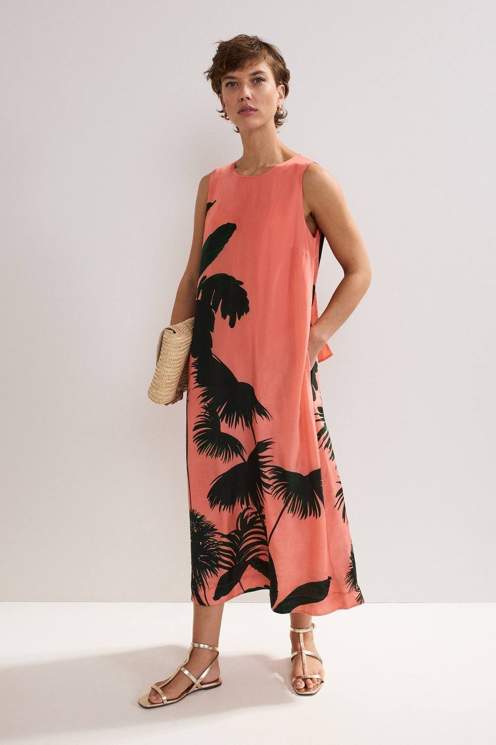 Phase Eight Phase Eight Women's Leila Palm Midi Dress in Coral - 2