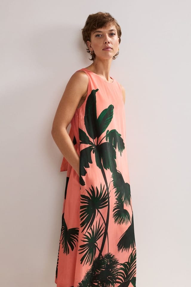 Phase Eight Phase Eight Women's Leila Palm Midi Dress in Coral - 3