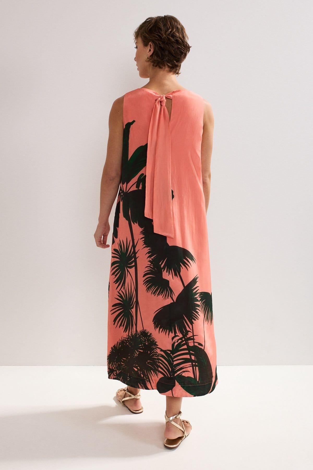 Phase Eight Phase Eight Women's Leila Palm Midi Dress in Coral - 4