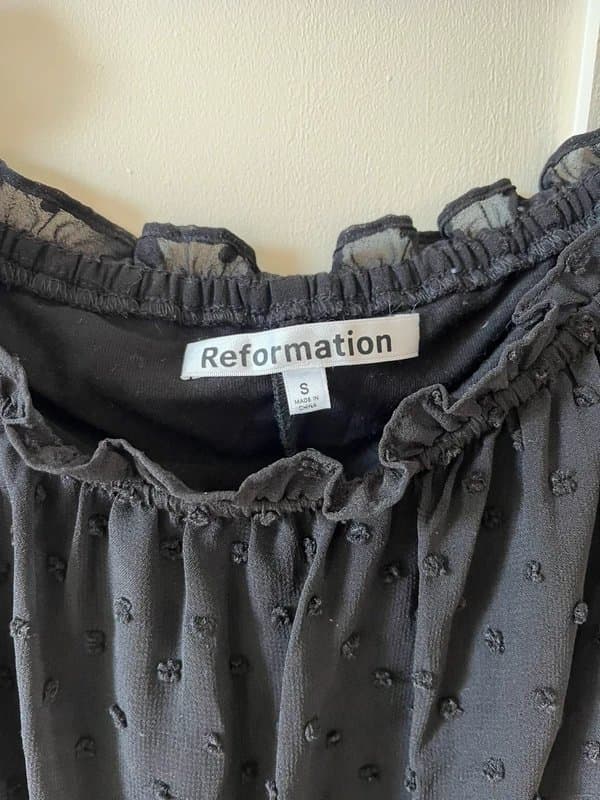 Reformation Reformation Darien Sheer Black Dress