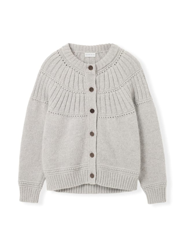 Celtic & Co Celtic & Co Women's Lofty Textured Crew Neck Cardigan in Light Grey - 2