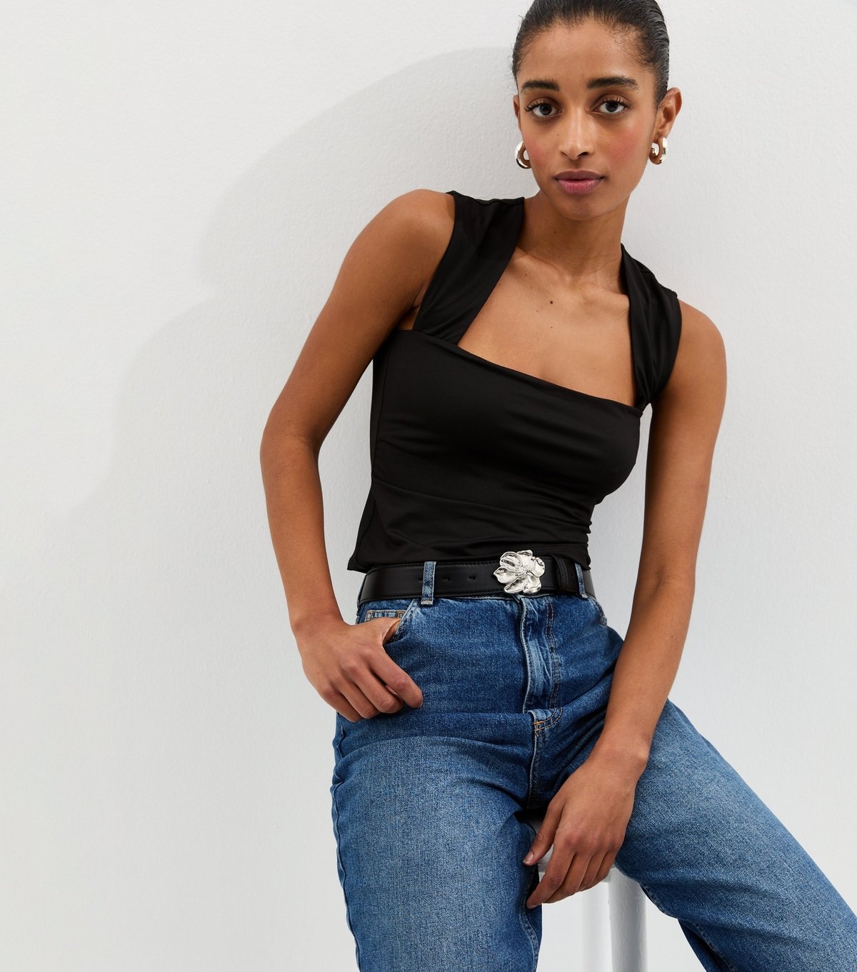 New Look Women's Black Square Neck Vest Top New Look - 2