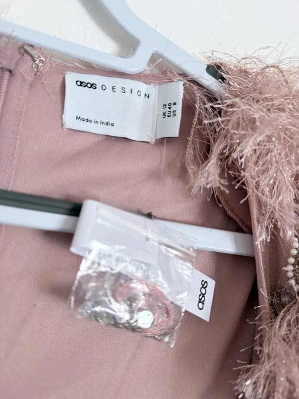 ASOS Asos faux feather embellished dress. UK12