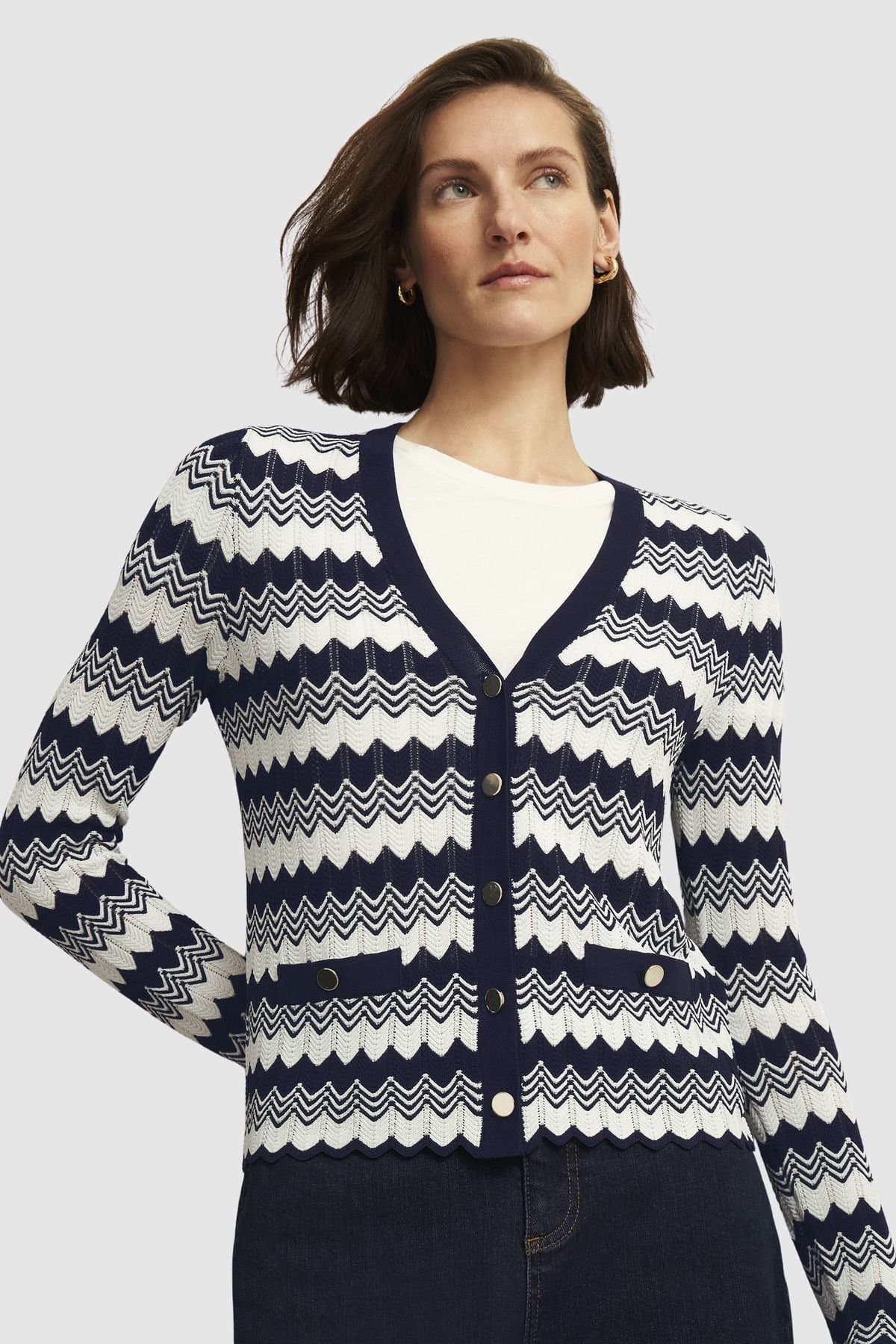 Hobbs London Hobbs London Women's Osterley V-Neck Knitted Cardigan in Navy
