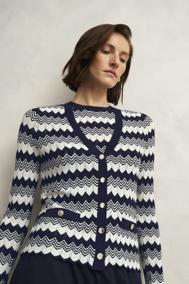 Hobbs London Hobbs London Women's Osterley V-Neck Knitted Cardigan in Navy - 3