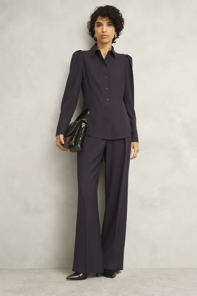 Hobbs London Hobbs London Women's Clement Sculpted Shoulder Detail Shirt in Dark Brown - 3