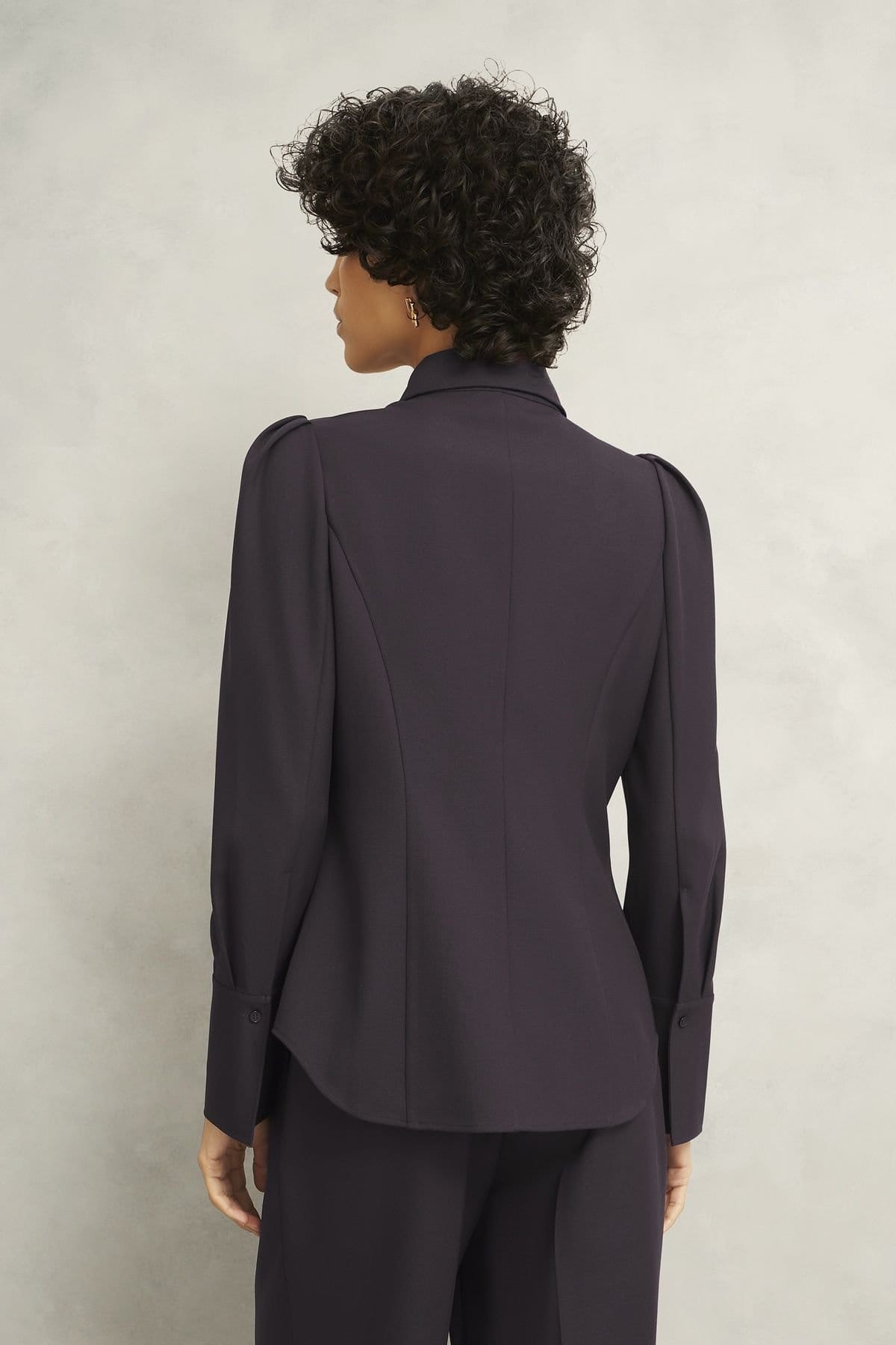 Hobbs London Hobbs London Women's Clement Sculpted Shoulder Detail Shirt in Dark Brown - 4