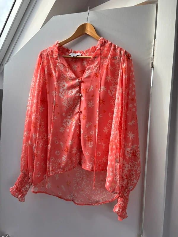 Never Fully Dressed Pink patterned floaty blouse from Never Fully Dressed, size S