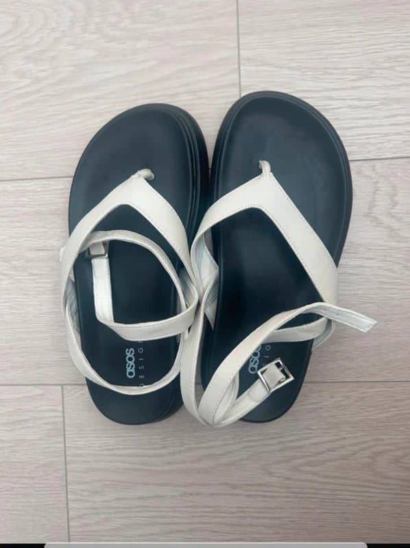 ASOS White leather sandals size 5