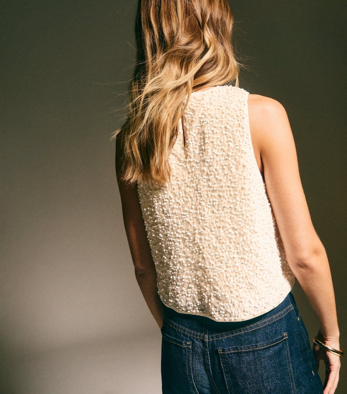 New Look Women's Cream Sequin Sleeveless Top New Look - 4