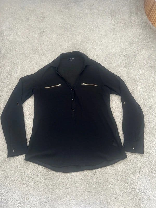 New Look Black chiffon style blouse - 1