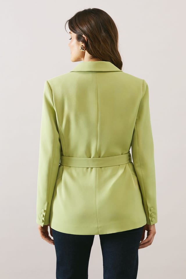 Wallis Wallis Women's Tailored Belted Pocket Detail Blazer in Sage - 3