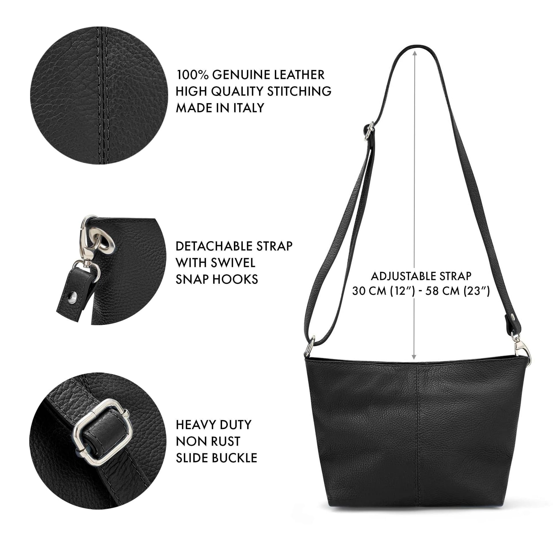 Woodland Leathers Woodland Leathers Women's Genuine Italian Leather Handbag Shoulder Bag in Black - 4