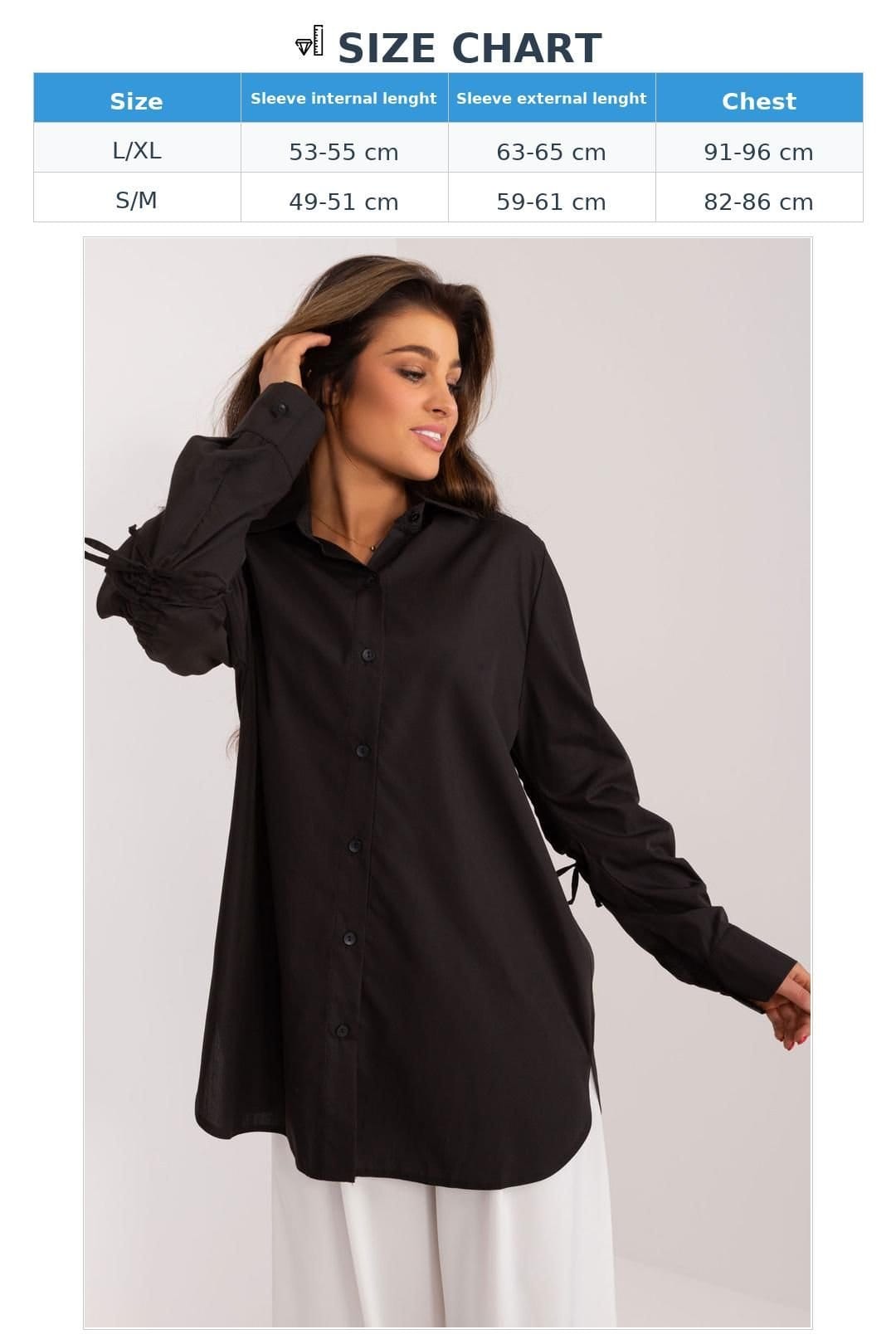 Love Lace Love Lace Women's Long Sleeve Cotton Casual Shirt with Ribbing in Black - 4