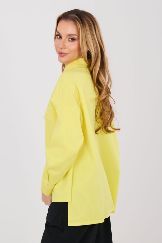 Love Lace Love Lace Women's Cotton Elastane Long Sleeve Casual Shirt Style 224197 in Yellow - 2