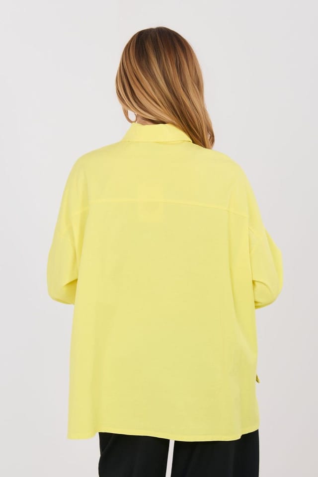 Love Lace Love Lace Women's Cotton Elastane Long Sleeve Casual Shirt Style 224197 in Yellow - 3