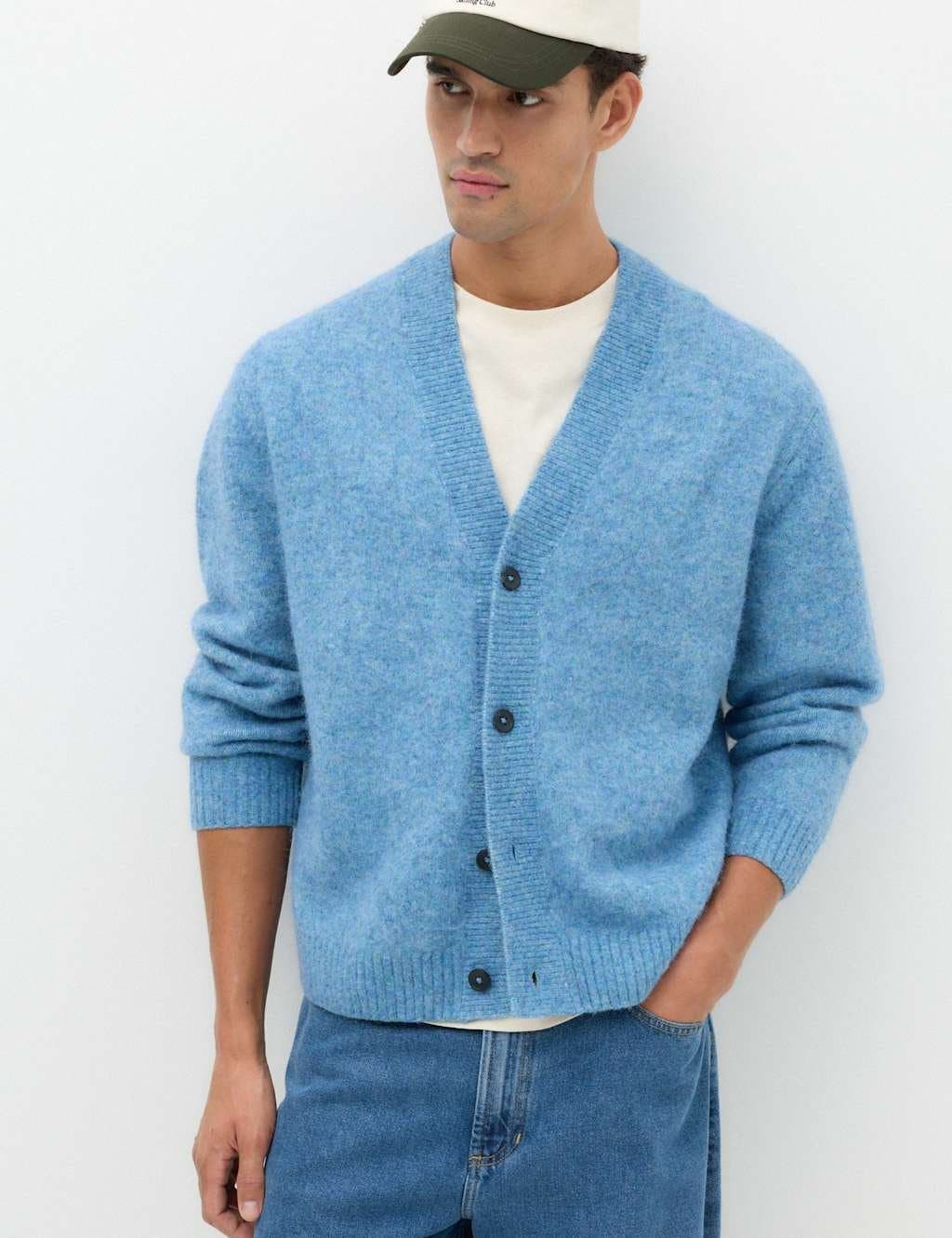 Marks & Spencer M&S Lofty Knitted Cardigan Mid Blue