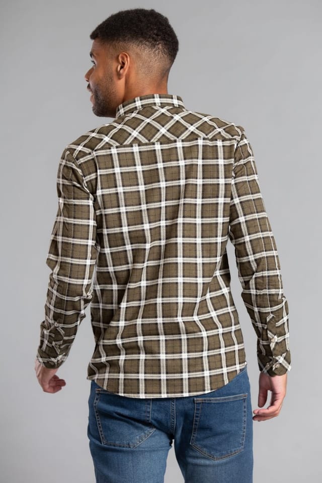 Tokyo Laundry Tokyo Laundry Men's Cotton Long Sleeve Flannel Shirt in Khaki - 2