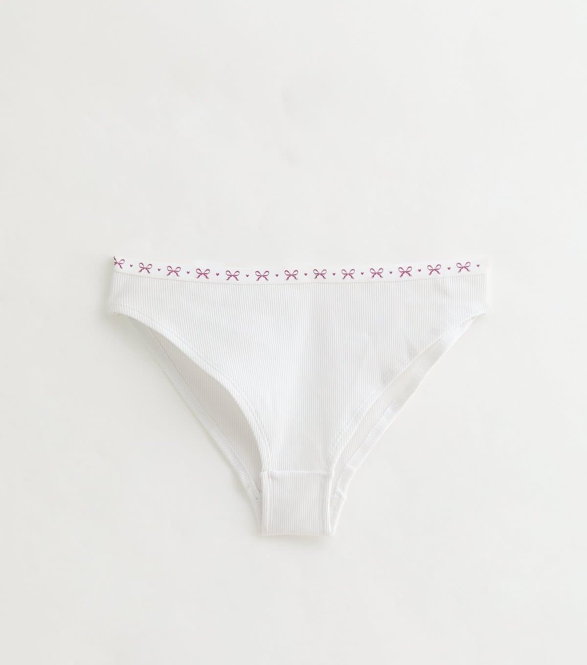 New Look Girls' White Bow Print Trim Briefs New Look