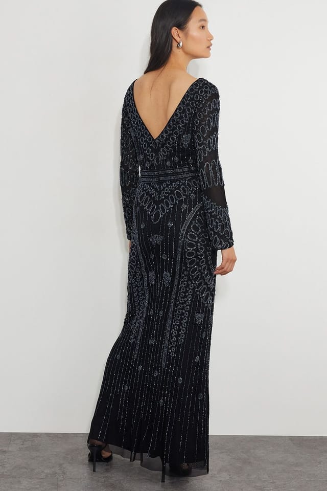 Monsoon Monsoon Women's Lorelai Beaded Long Sleeve Maxi Dress Black - 3