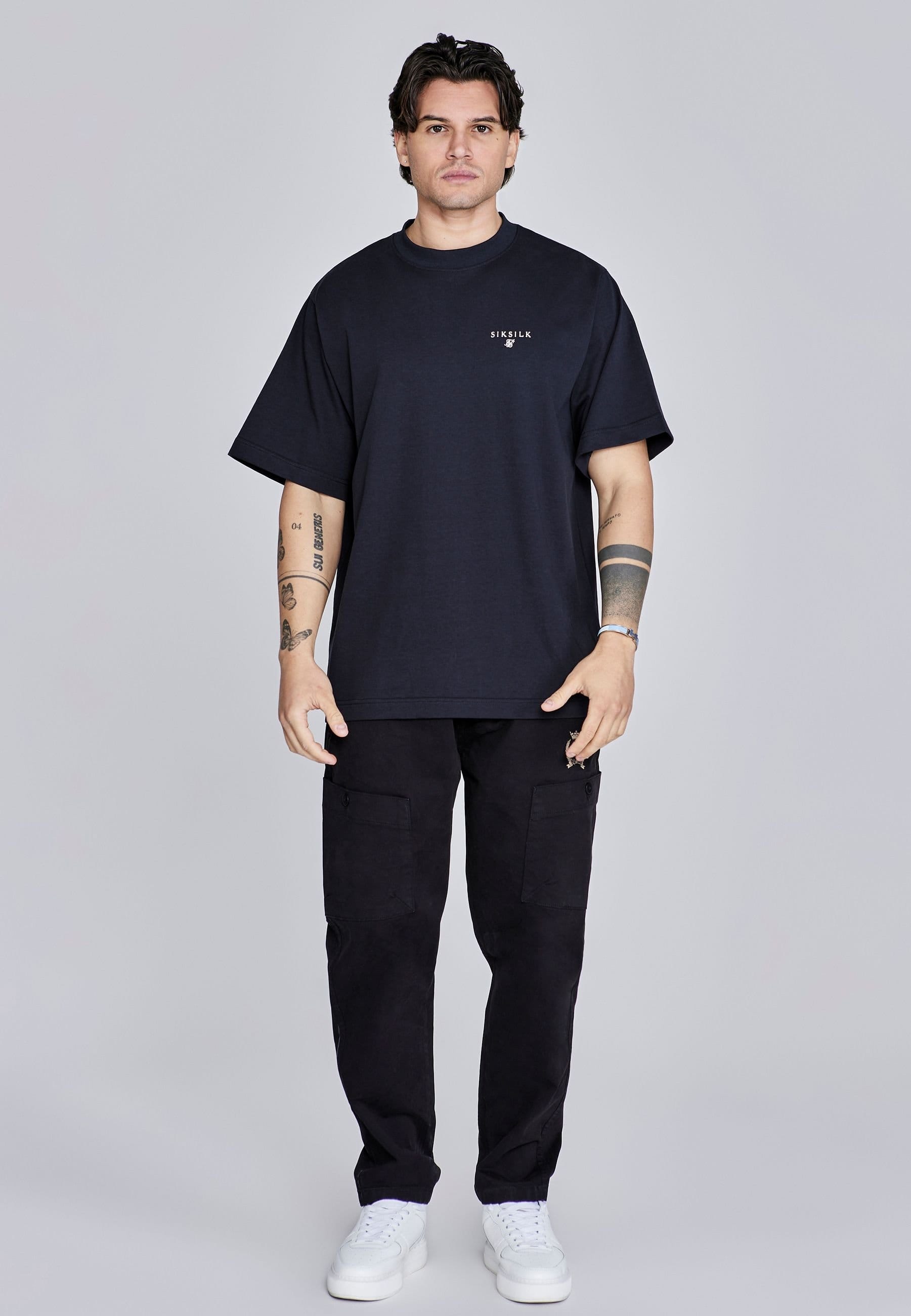 SikSilk SikSilk Men's Oversized T-Shirt in Black - 4