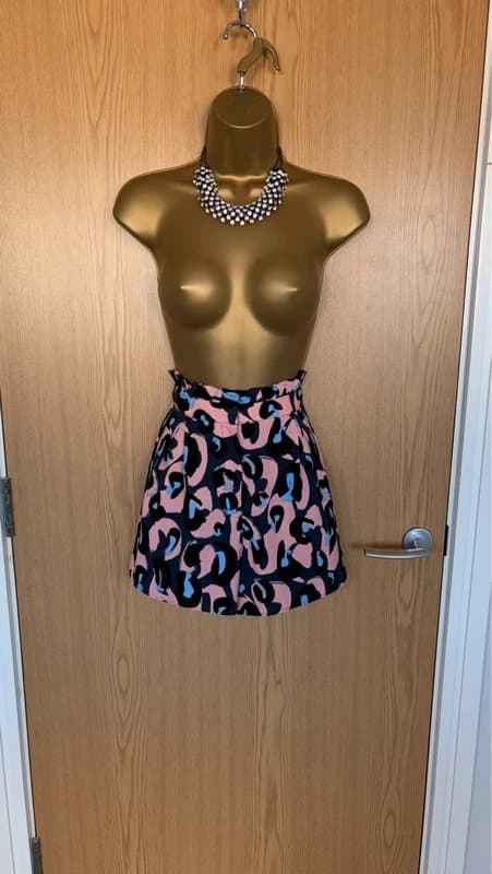 Topshop Topshop pink blue black leopard print high waisted paper bag waist shorts hot pants